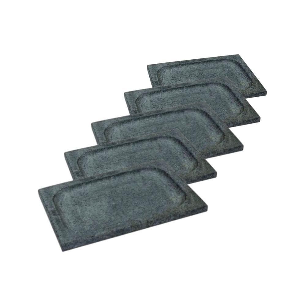 Kit 5 Prato Retangular Bandeja De Servir Pedra Sabão 20X15Cm. - Design Robusto