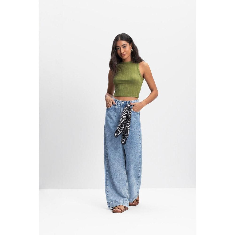 Blusa cropped feminina canelada Essendi - P