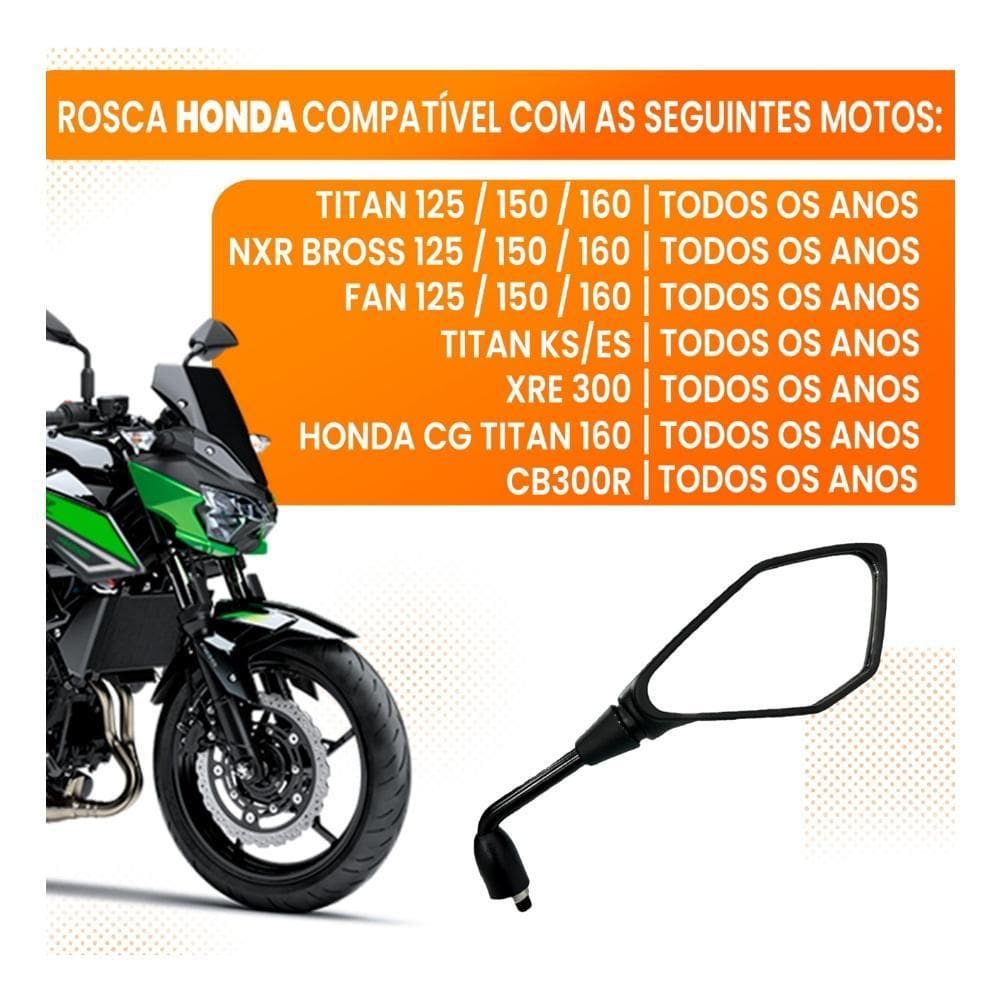 Par De Retrovisores Rosca Honda Modelo Kawasaki Z400 - Cg150