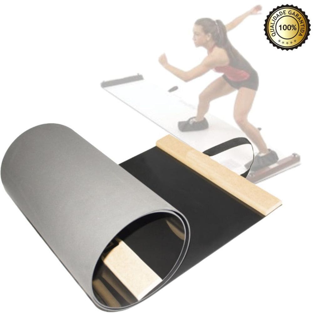 Slide Board Preto 2 Mt Com Sapatilha + Pasta + Flanela