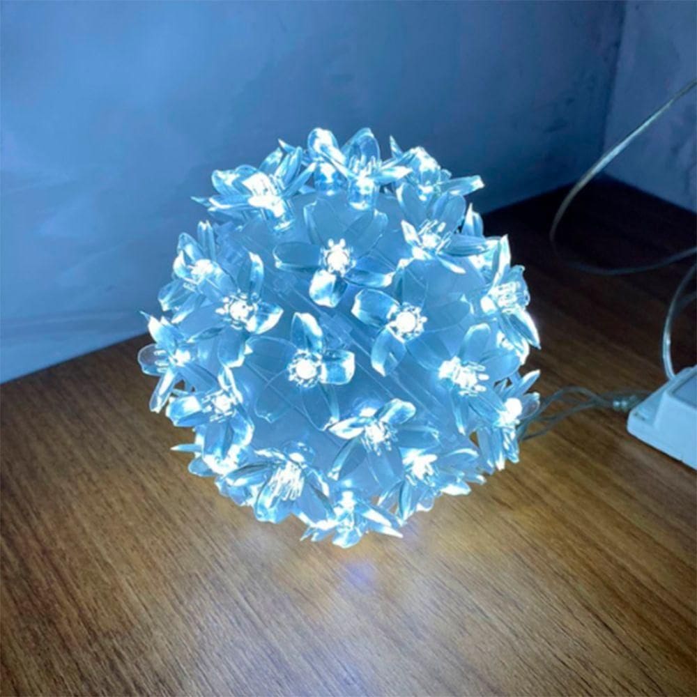 Globo Lampadas Luzes De Led Flor Bola Natal Decoração Tomada Branco