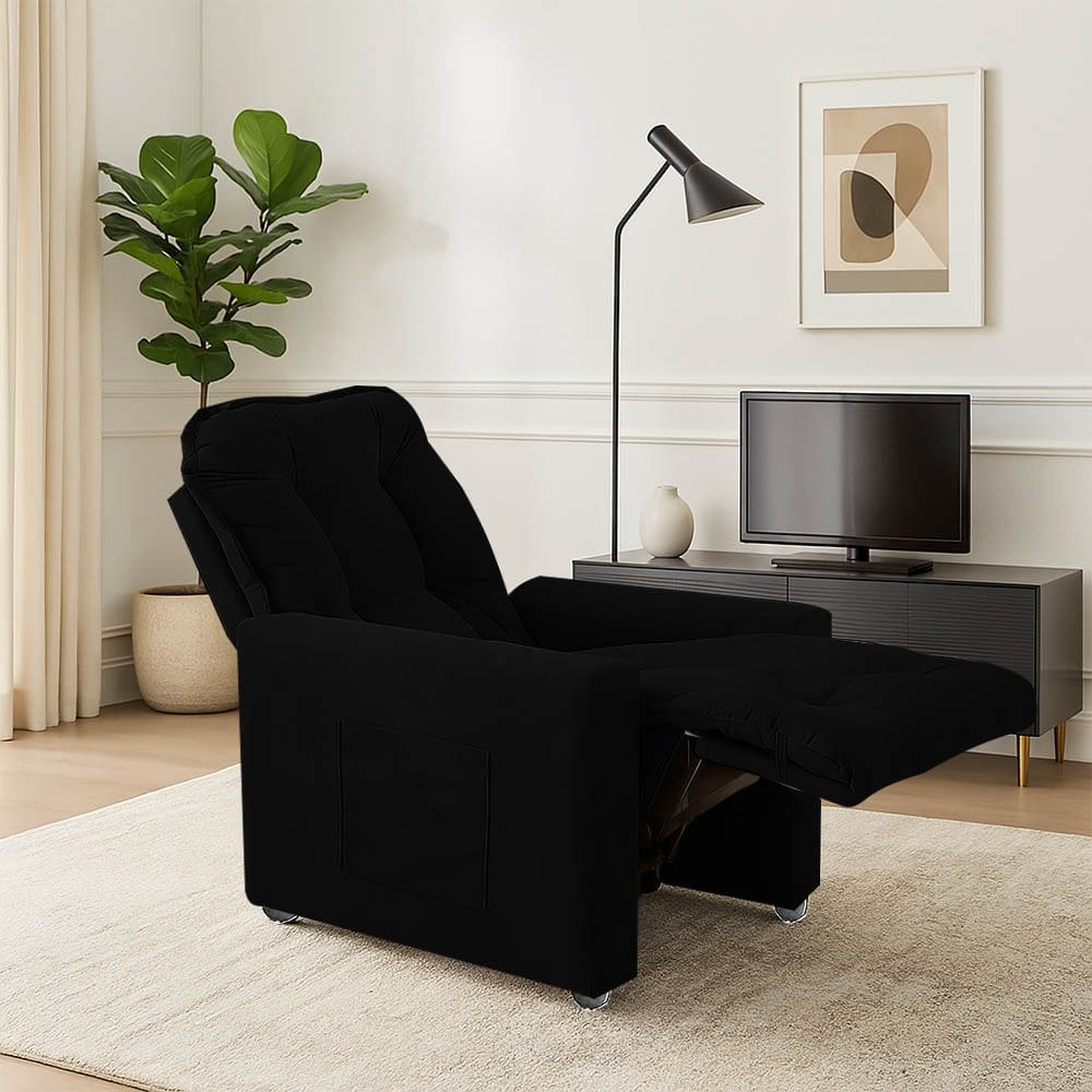 Poltrona Cadeira Vitória Papai E Mamãe Com Encosto Macio Para Sala De Descanso Preto