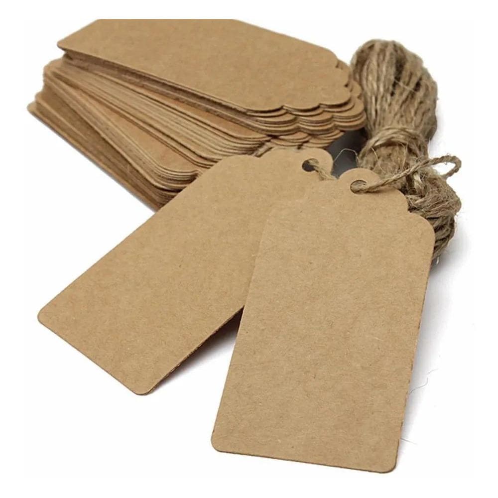 2X Tag Kraft 100 Unidades Com Cordão