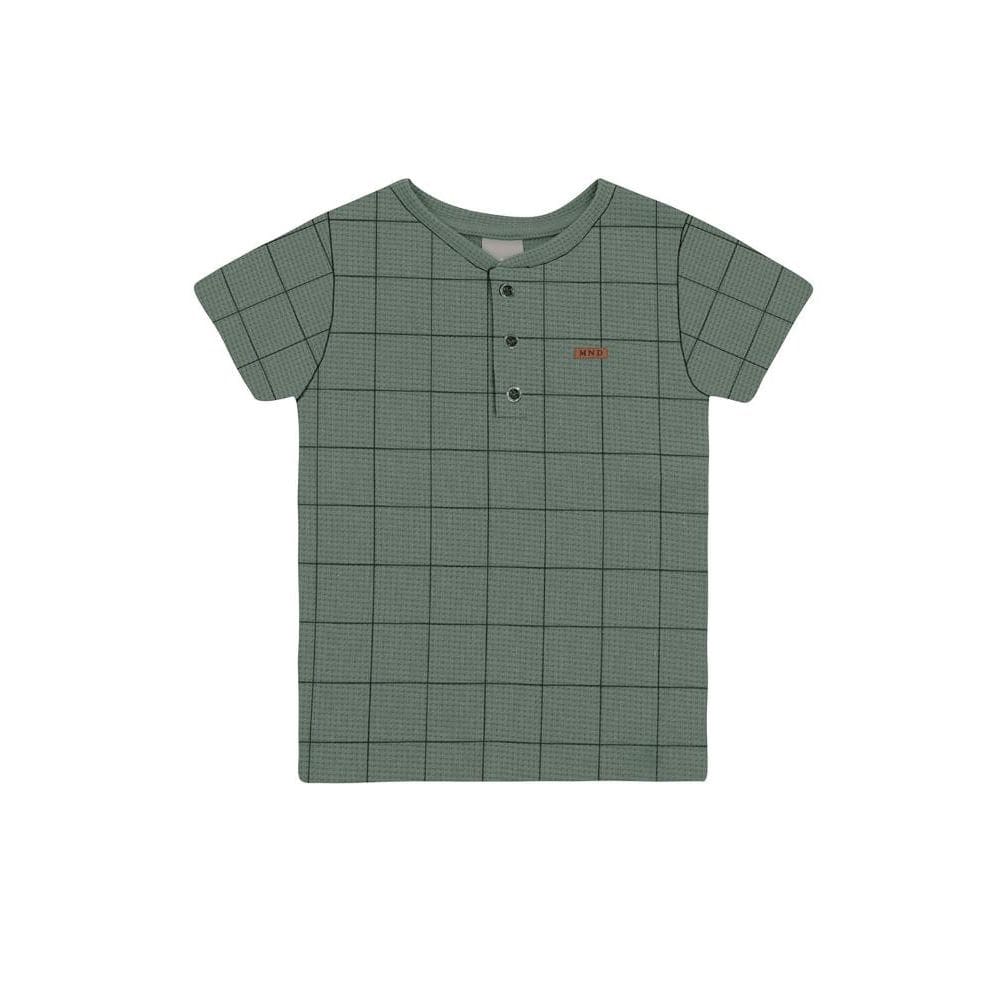 Camiseta infantil menino quadriculada Mundi