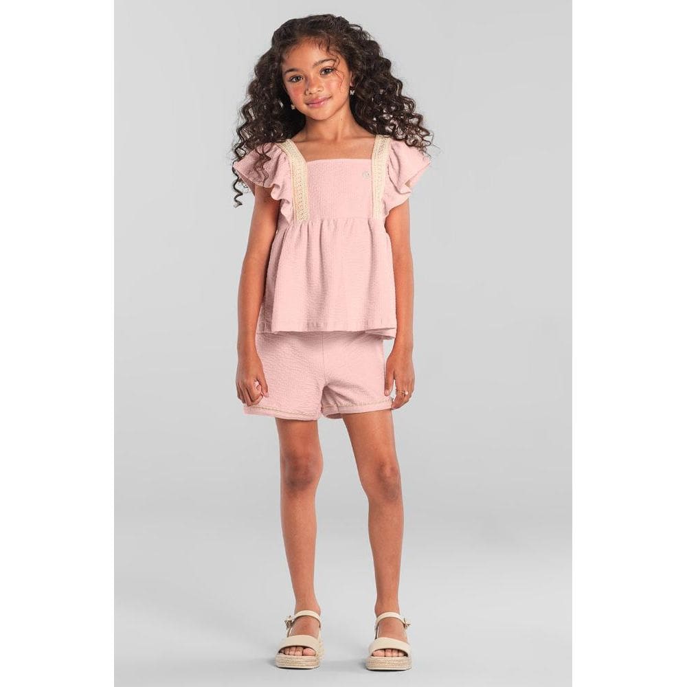 Conjunto infantil menina em cotton bubble Mundi