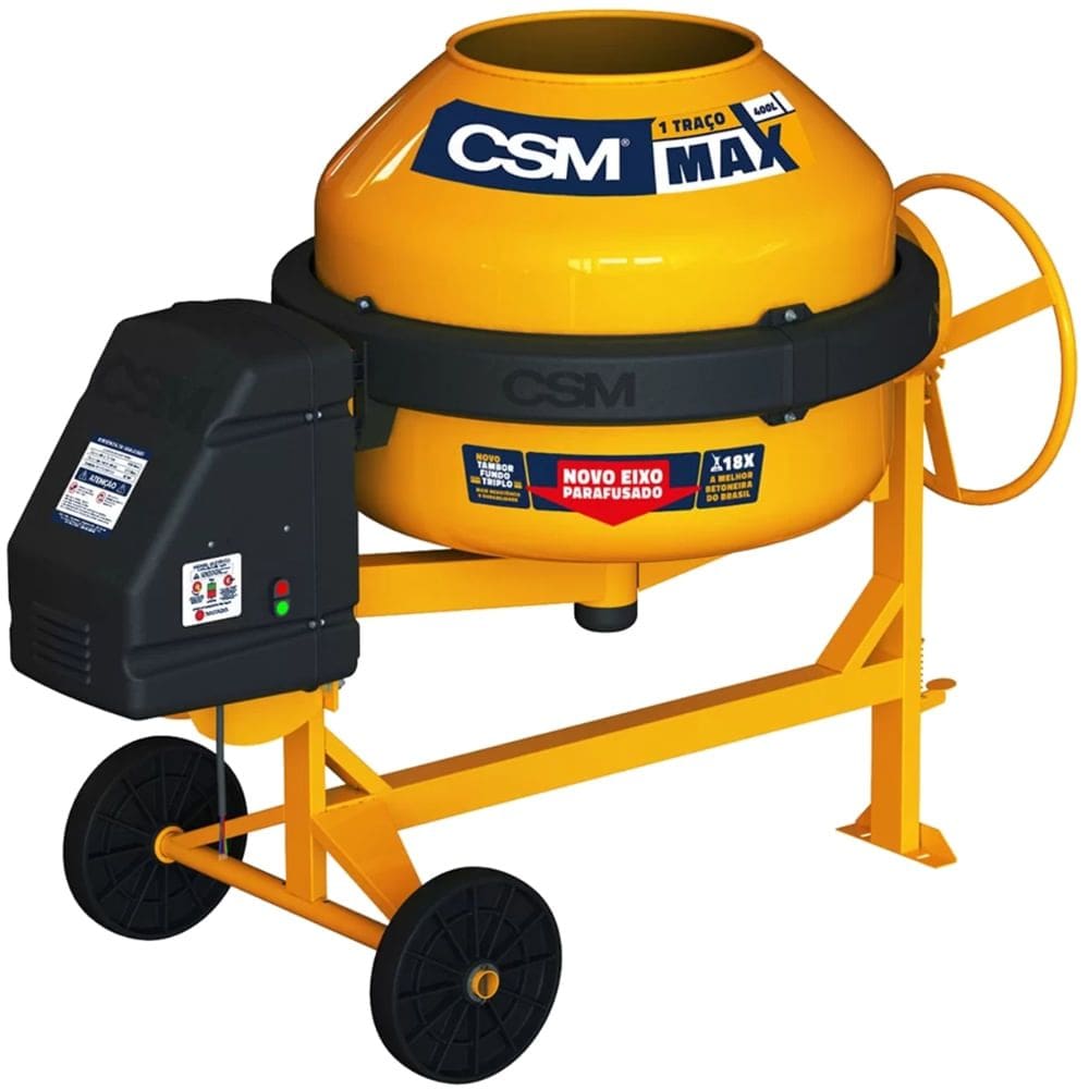 Betoneira com Motor Max 1 Traço 400 Litros Mono 220 Volts - 71000201 - CSM