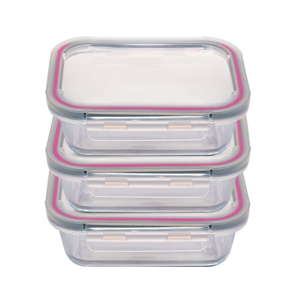 Conjunto 3 Potes Pequenos Premium Resistente 640ml Glass&Go Hermético em Vidro