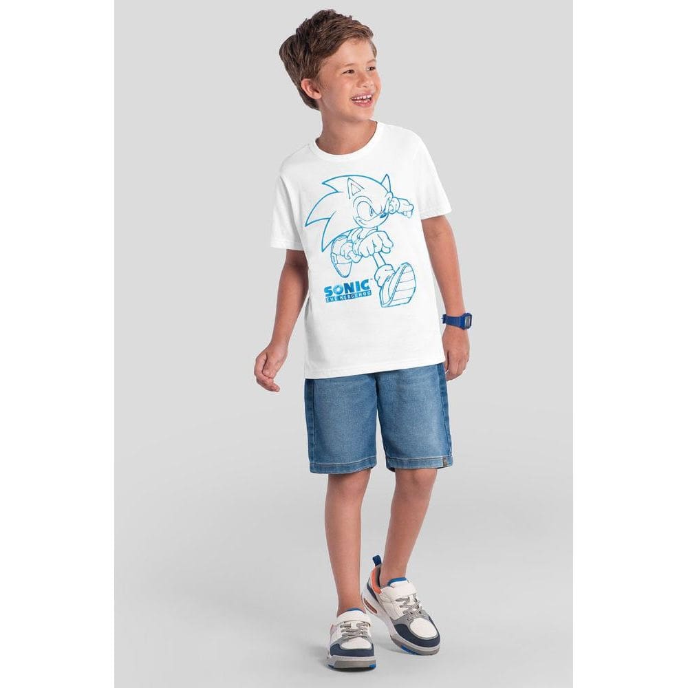 Camiseta infantil menino metalizada do Sonic Brandili