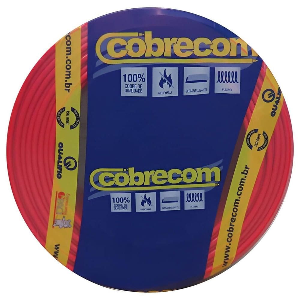 Cabo Flexicom de Cobre 16mm 750 Volts Vermelho com 100 Metros - 1150906401 - COBRECOM