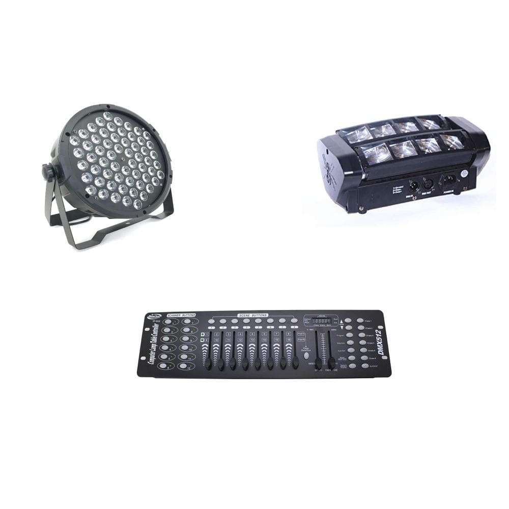 Kit 4 Par Led Slim 60X3W 2 Mini Moving Spider 8X5W 1 Dmx 512