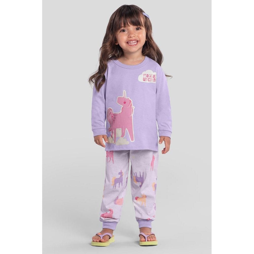 Pijama infantil menina de unicórnio brilha no escuro Brandili