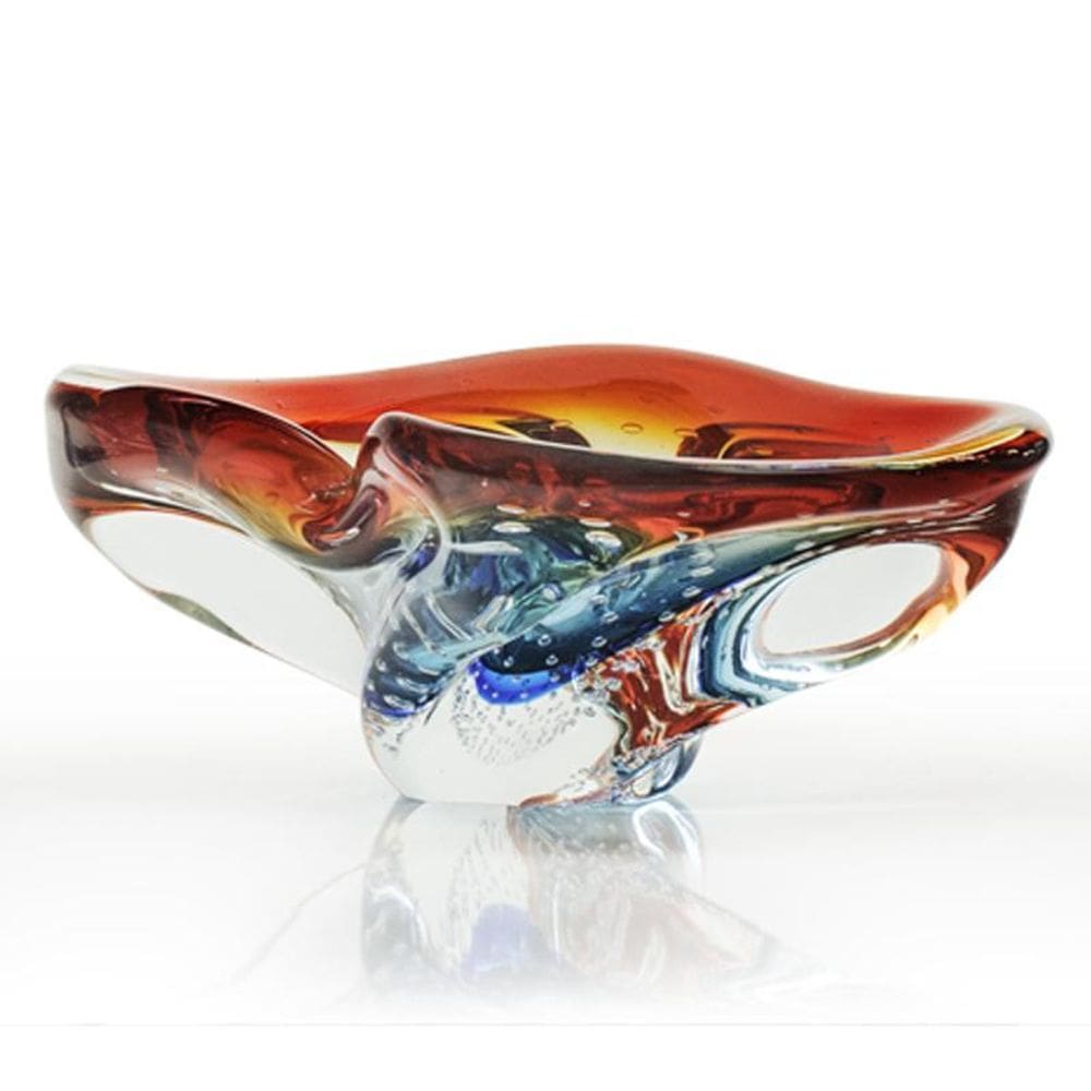 Centro De Mesa Em Cristal Murano Azul - São Marcos 20Cm