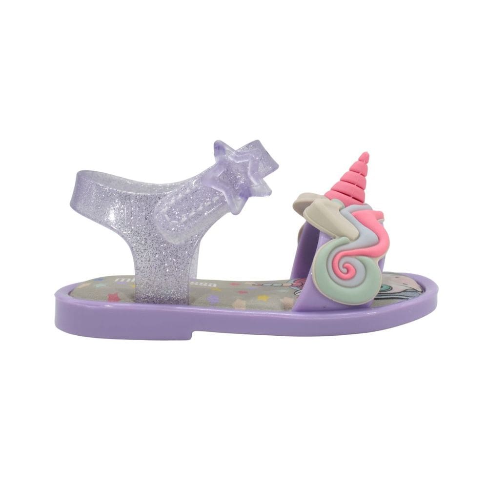 Sandália Mini Melissa Mar Sandal Uni Baby Lilás/Lilás Glitter
