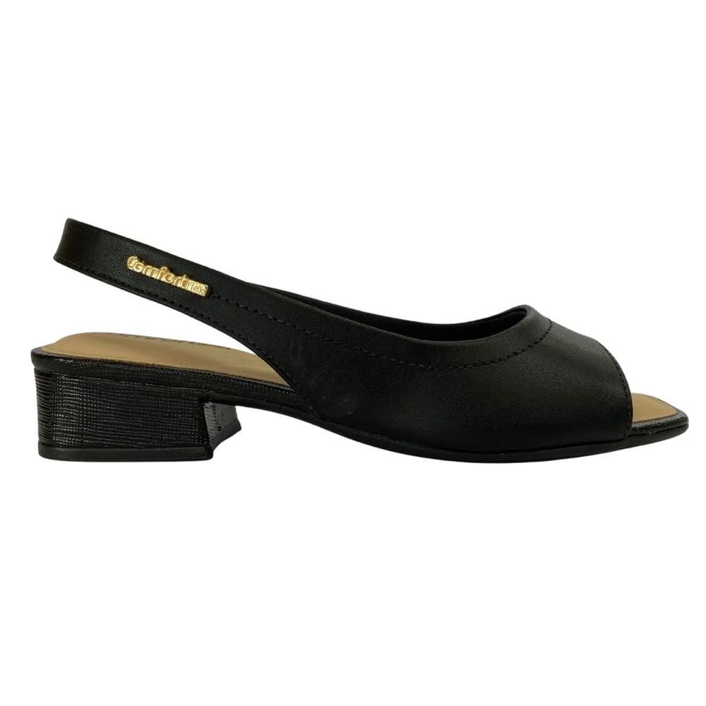 Sandália Comfort Flex 2555404 Feminino Preto casual salrtinho