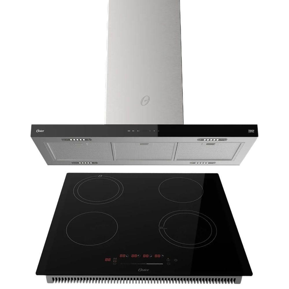 Kit Cooktop Por Indução 4 Bocas E Coifa De Ilha 90 Cm Oster 220V