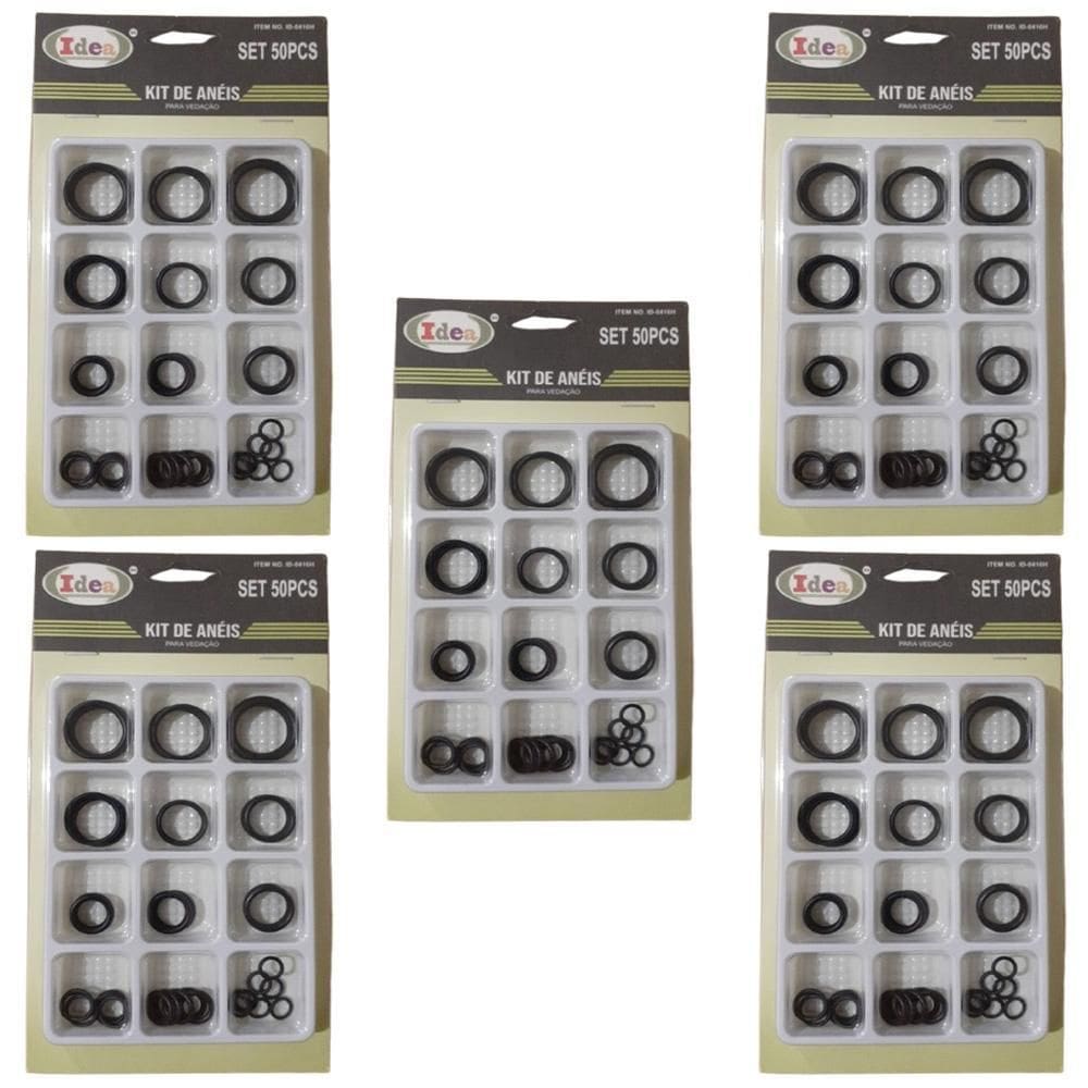 Kit 5 Jogos Com 50 Anéis Vedação Borracha O-Ring 12 Tamanhos