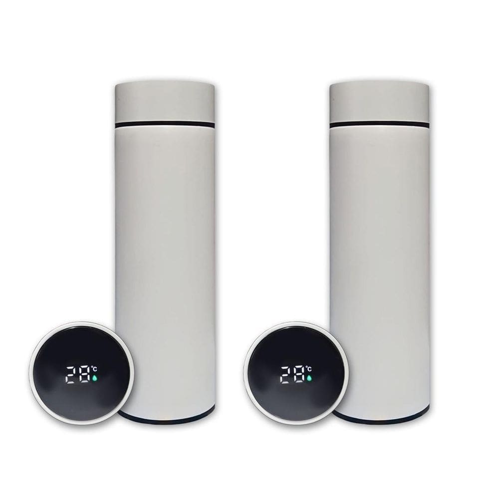 Kit 2 Garrafa Térmica Aço Inox Termômetro Digital Led 500Ml