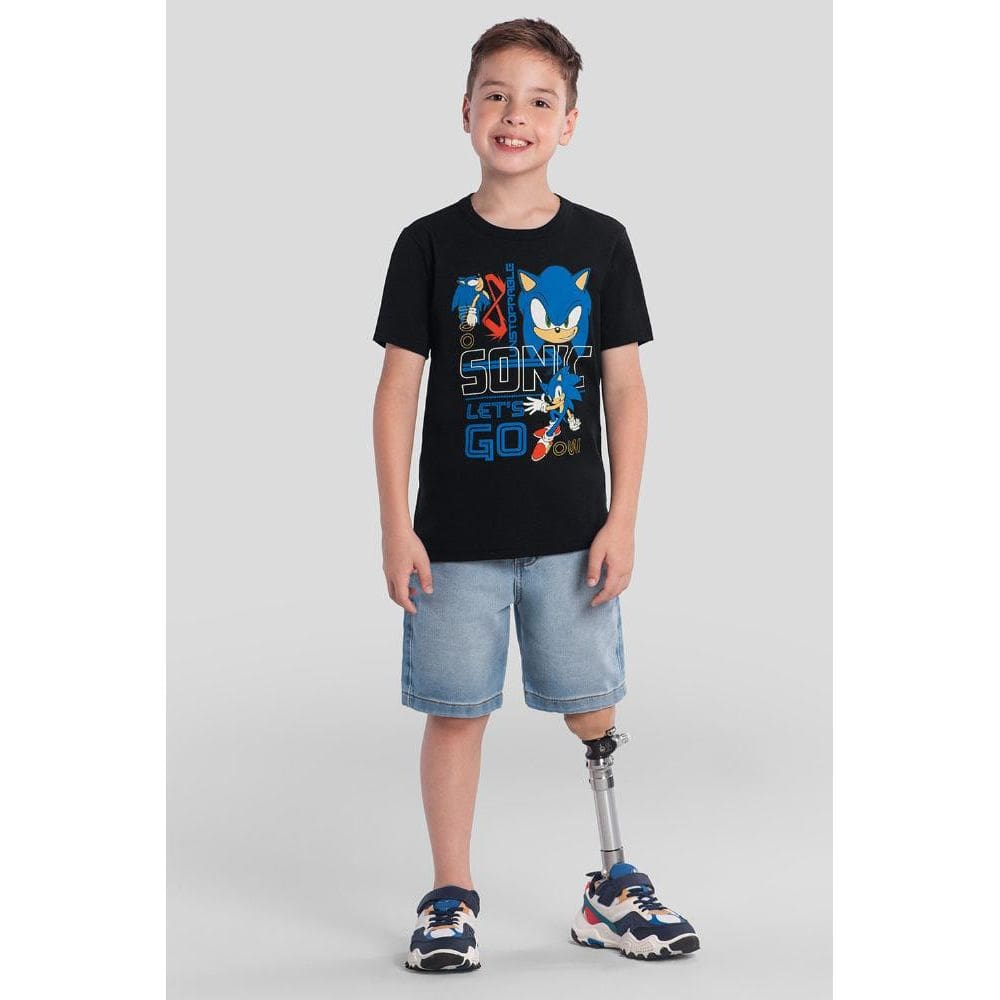 Camiseta infantil menino do Sonic Brandili