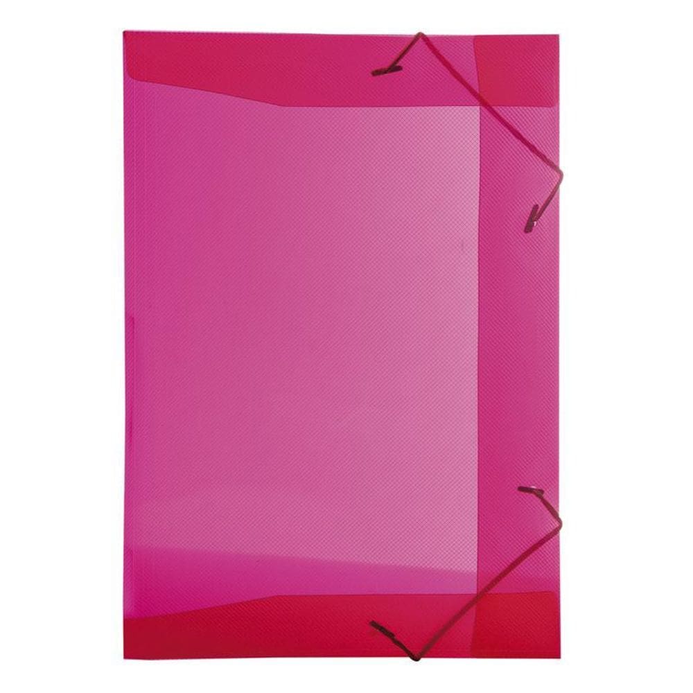 Pasta com aba elástico 1/2 ofício - Line - transparente vermelha - 0252.U - Dello