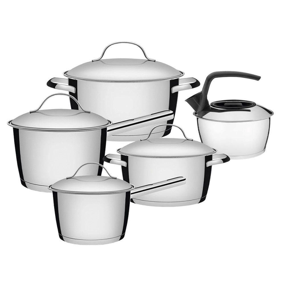 Jogo Panelas 4 Peças + Chaleira Allegra Aço Inox Tramontina