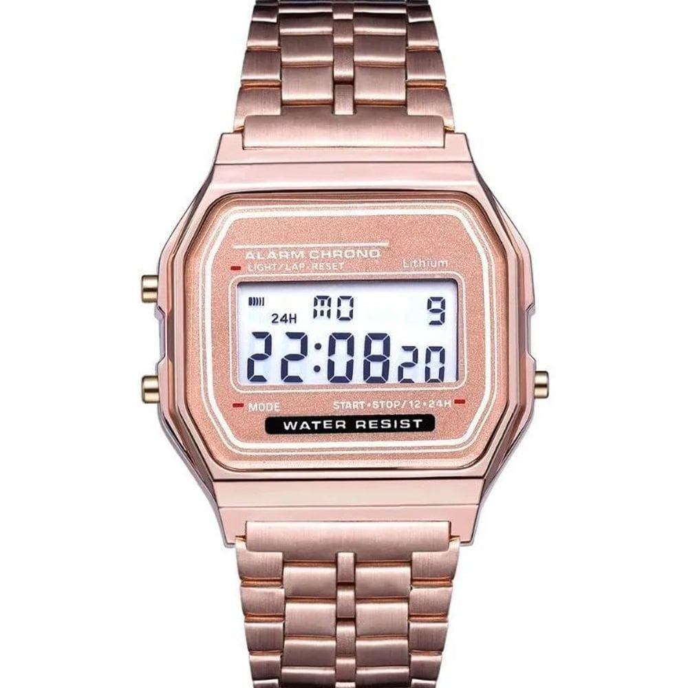 Relógio Led De Pulso Masculino Feminino Rosa Barat - Rose
