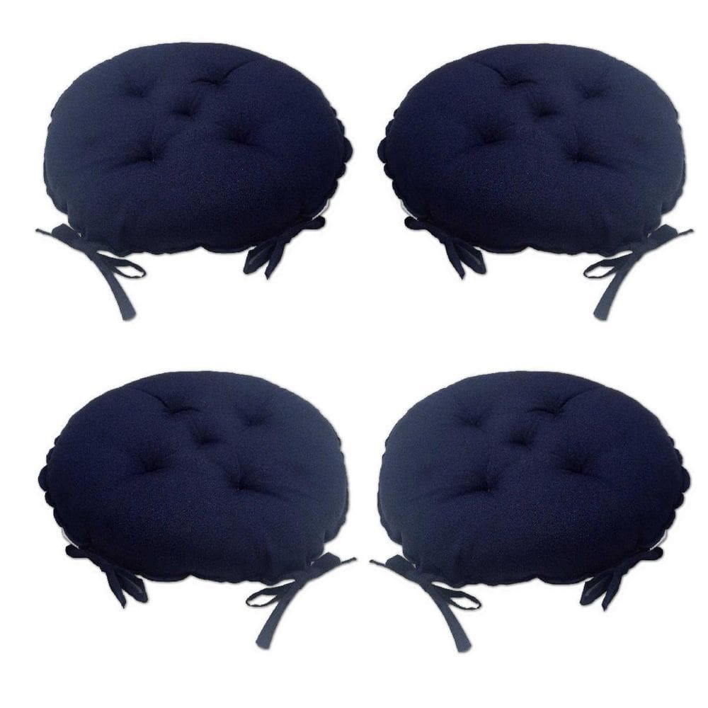 Kit 04 Almofadas Futon Redondo Assento Para Cadeira 40X40 Az