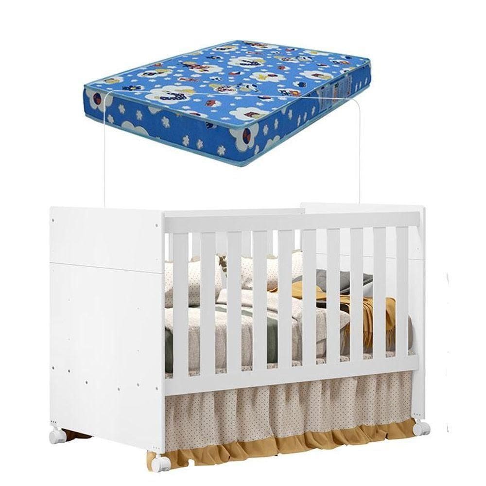 Berço Americano Katatau Branco Acetinado Com Colcão Ortobom - Reller