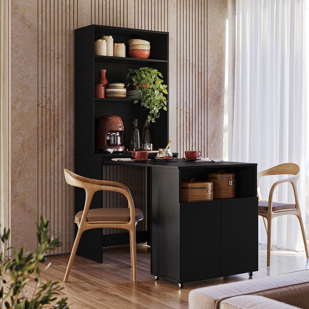 Mesa Duo Com Armário Black/Black - SSX Multicoisas