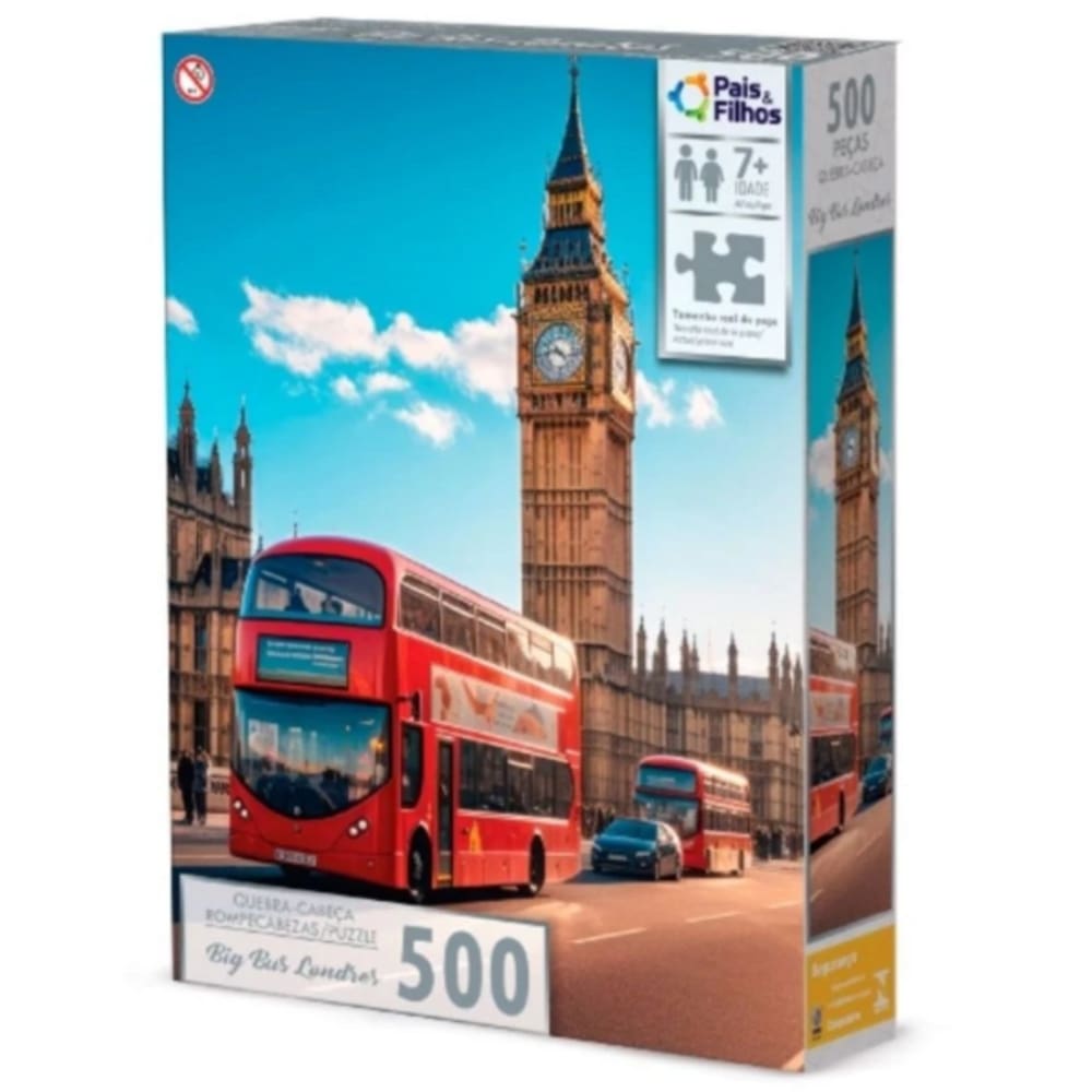 Quebra cabeça Big Bus Londres Inglaterra Paisagem 500 peças - Puzzle QC Pais e filhos