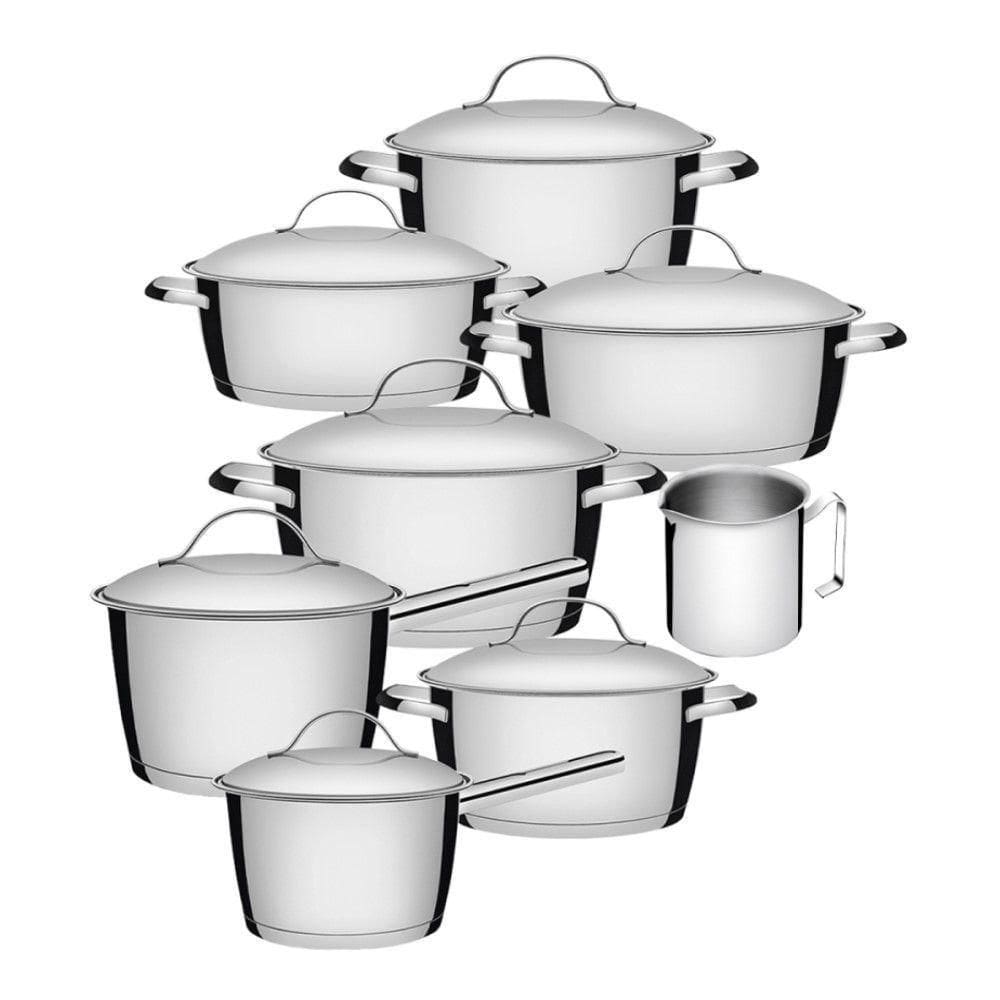 Jogo Panelas 7 Peças + Fervedor Allegra Aço Inox Tramontina