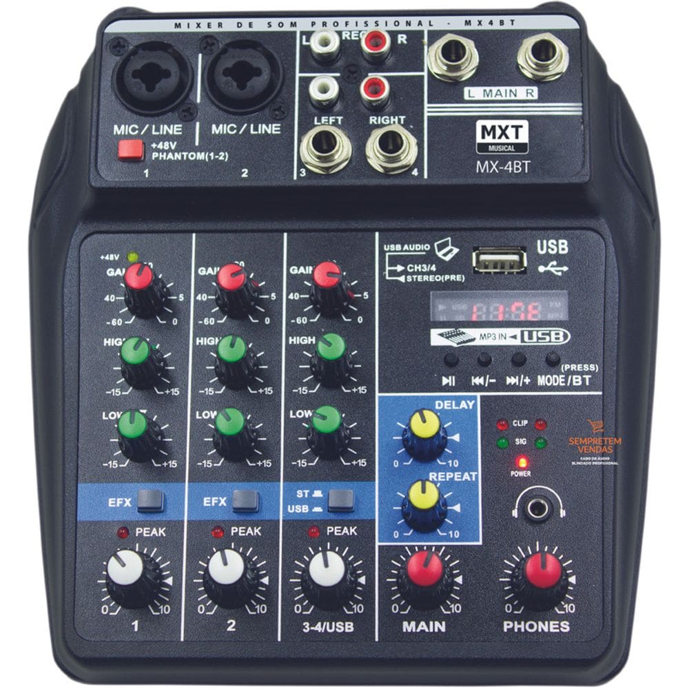 Mesa de Som MXT 4 Canais com Efeitos MX-4BT