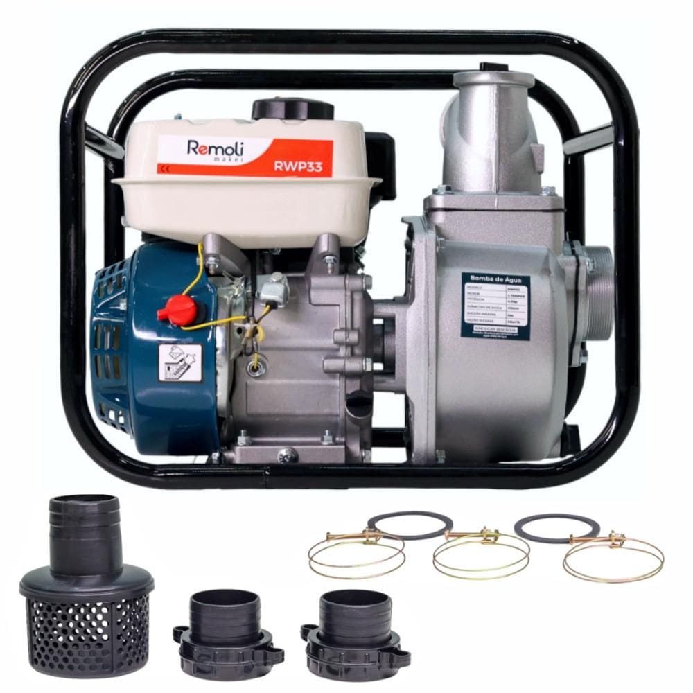 Motobomba Gasolina 6,5HP Autoescorvante 3”x3” Remoli RSP33 Vazão máx 60 m³/h