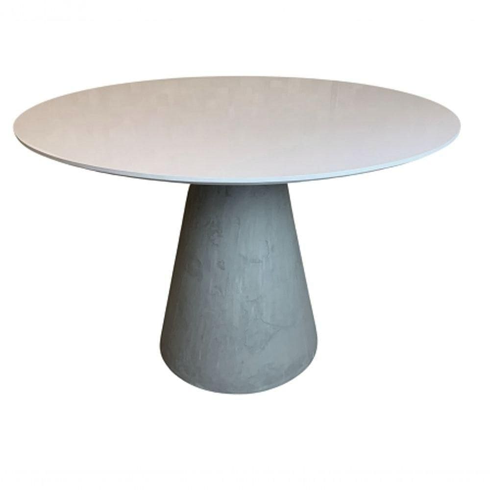 Mesa De Jantar Cone Concreto 120 Cm Tampo Laqueado Cor Branco