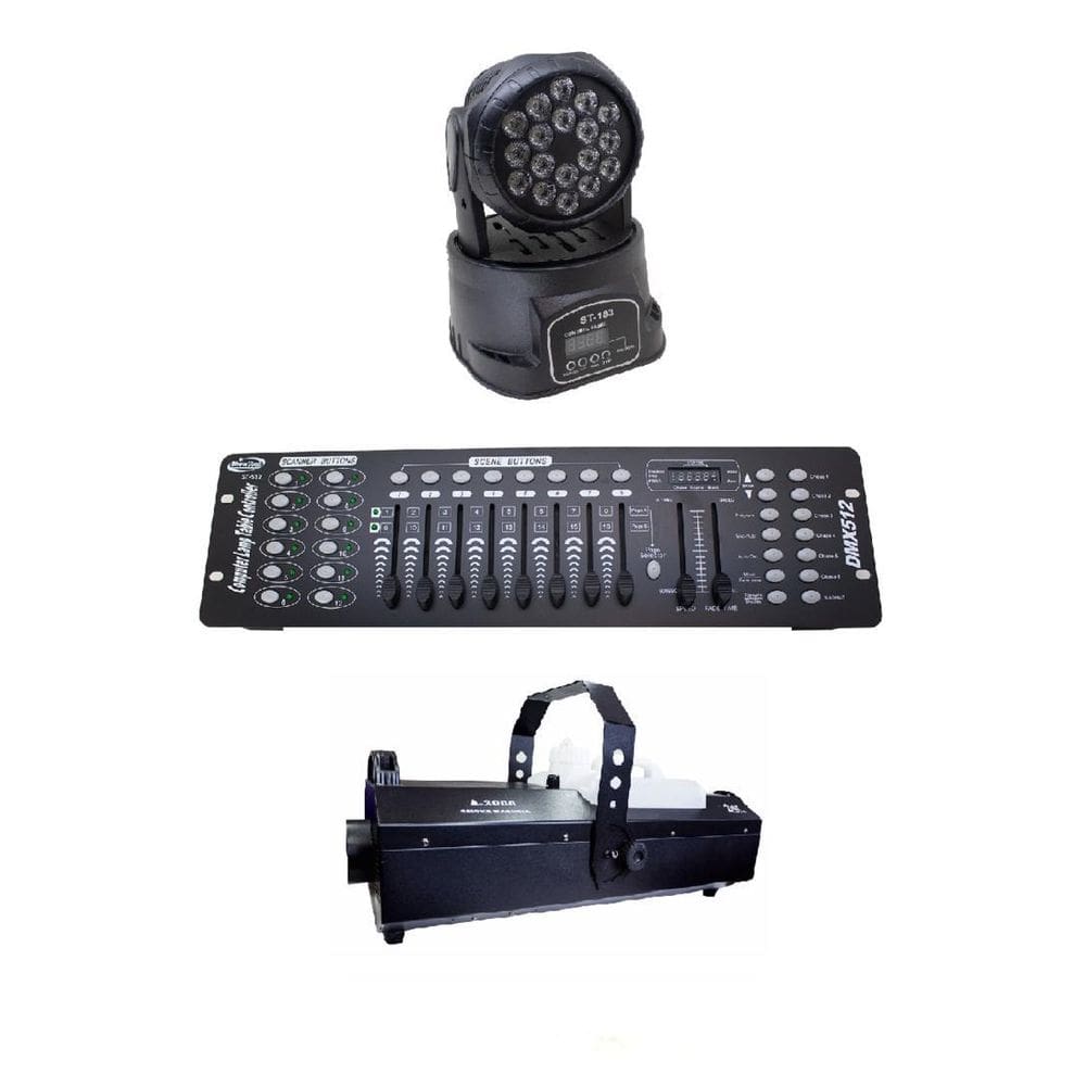 Kit 2 Mini Moving Wash 18X3W M183+Dmx 512+M.De Fumaça 3000W