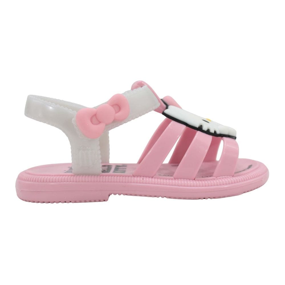 Sandália Mini Melissa Hip+Hello Kitty Baby Rosa/Branco