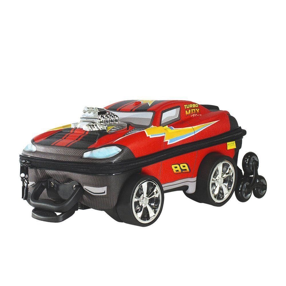 Mala Infantil 3+ Pré Escola Creche Menino Turbo Max 3d Com Rodinhas Cor Vermelha