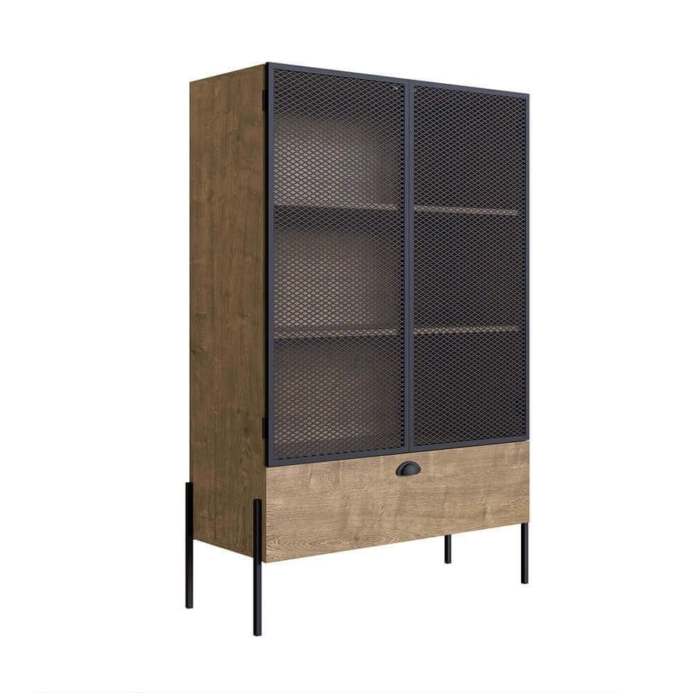 Cristaleira York 140cm Estrutura Preto Fosco - Vermont