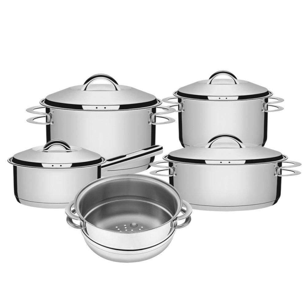 Jogo Caçarola Solar 4 Peças Cozi-vapore Aço Inox Tramontina