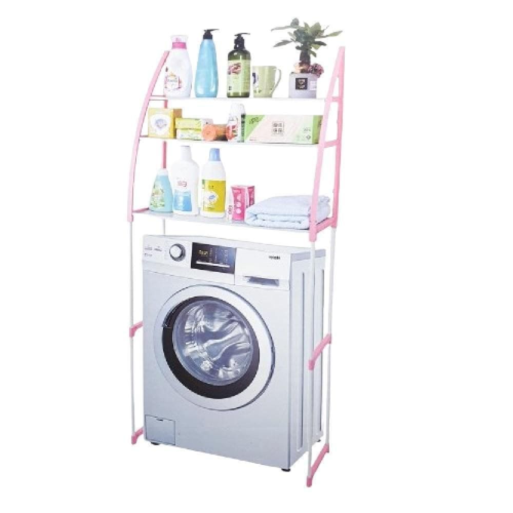 Estante Rack Organizadora Multiuso Com 3 Prateleiras Lavanderia Banheiro Cozinha Portatil Rosa
