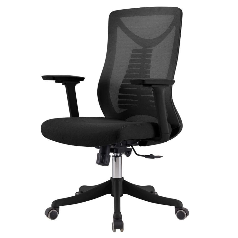 Cadeira Escritório NR-17 Giratória Diretor Vancouver Fratini Tela Mesh Preta Base Rodízio Preto