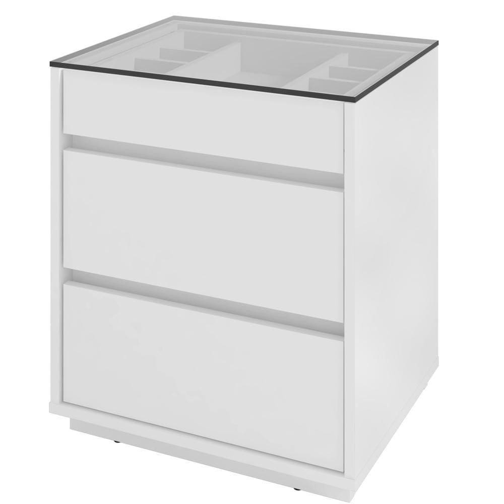 Mesa De Cabeceira 3 Gavetas 010023 Branco Dcasa Branco