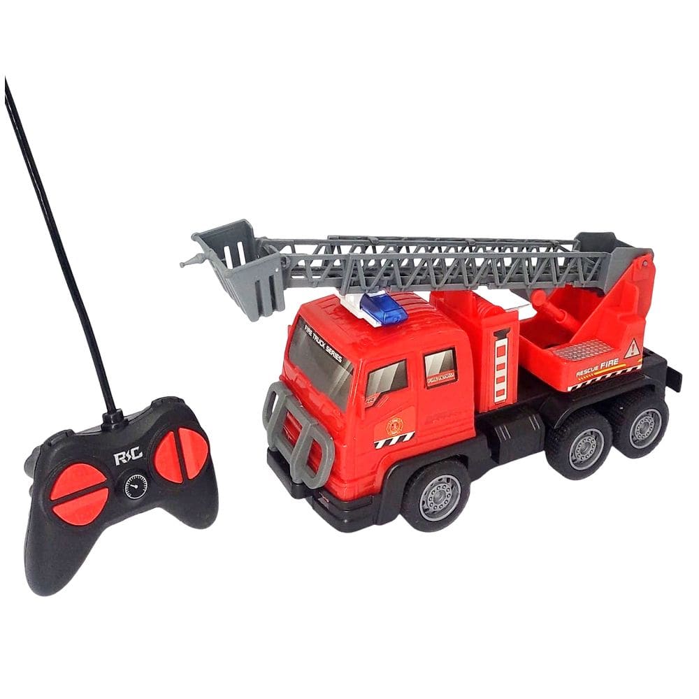 Carro Controle Remoto Caminhão Bombeiro Militar Truck Com Escada Estendida 42CM