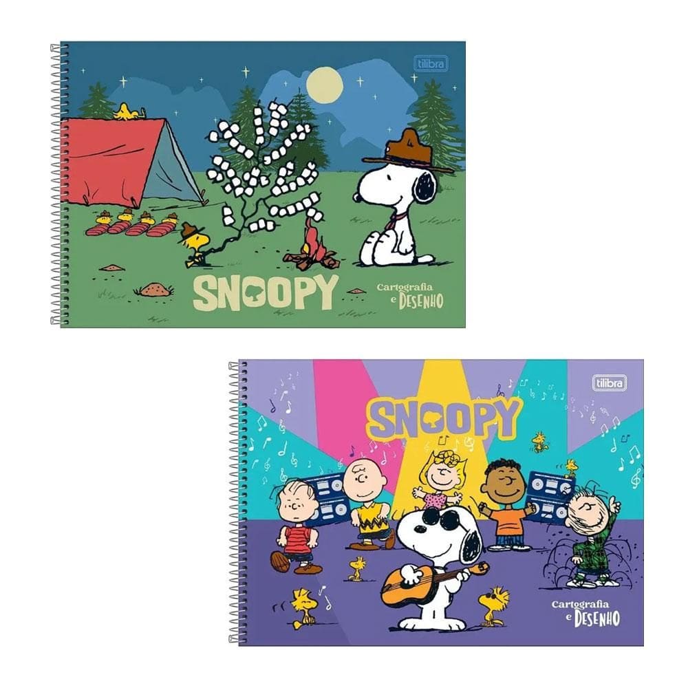 Caderno espiral capa dura cartografia 80fls Snoopy Tilibra