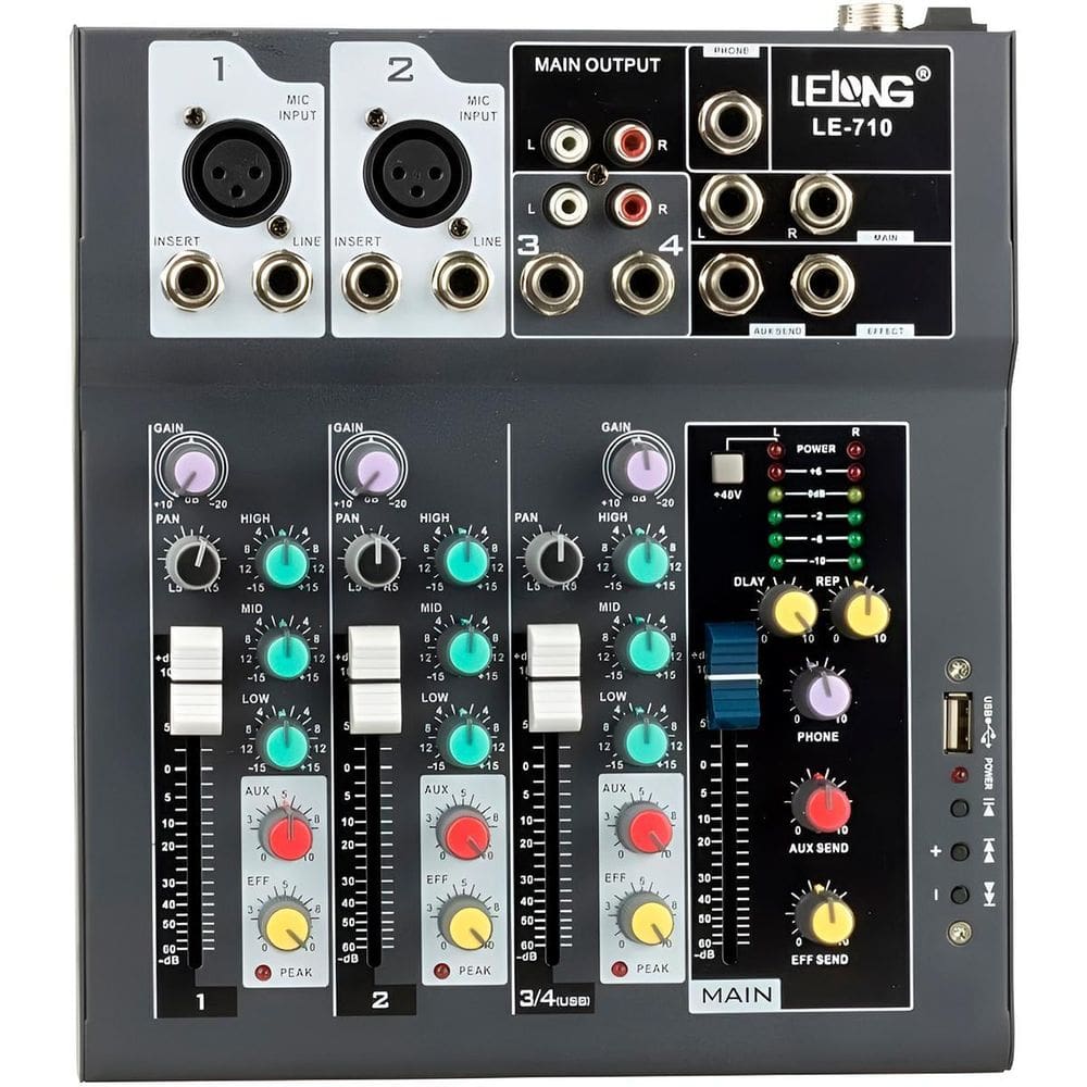 Mesa De Som Digital Usb 4 Canais Bluetooth Mp3 Player Bivolt