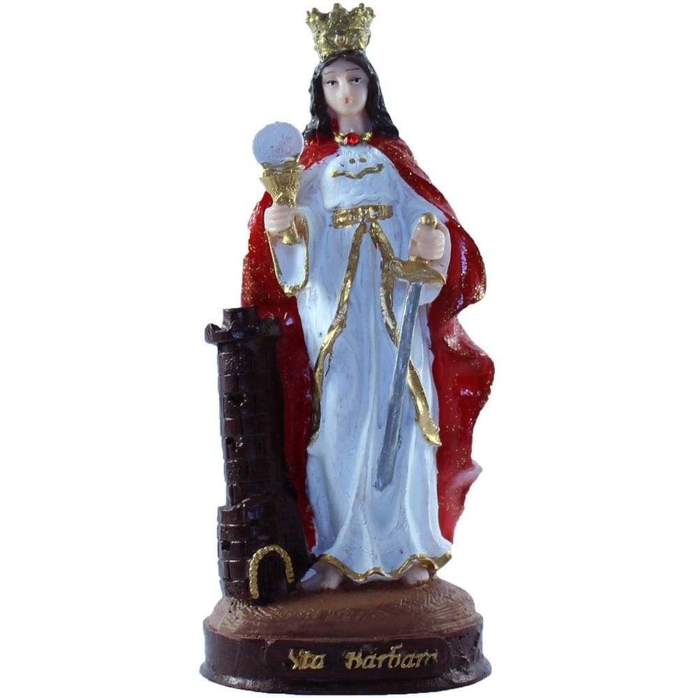 Santa Barbara Escultura Em Resina 14 Cm