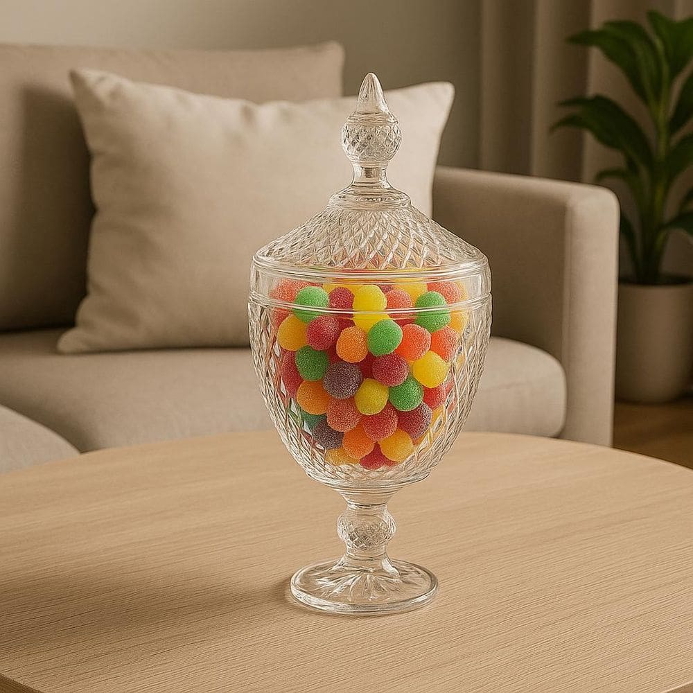 Potiche De Vidro Transparente Relíquia Com Tampa Jolitex Mek