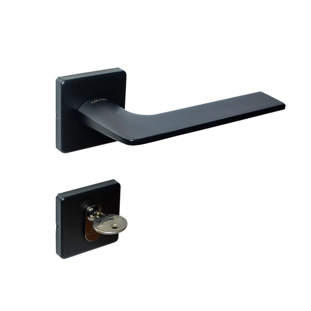 Fechadura Externa Imab Malba Roseta Quadrada Preta 55Mm