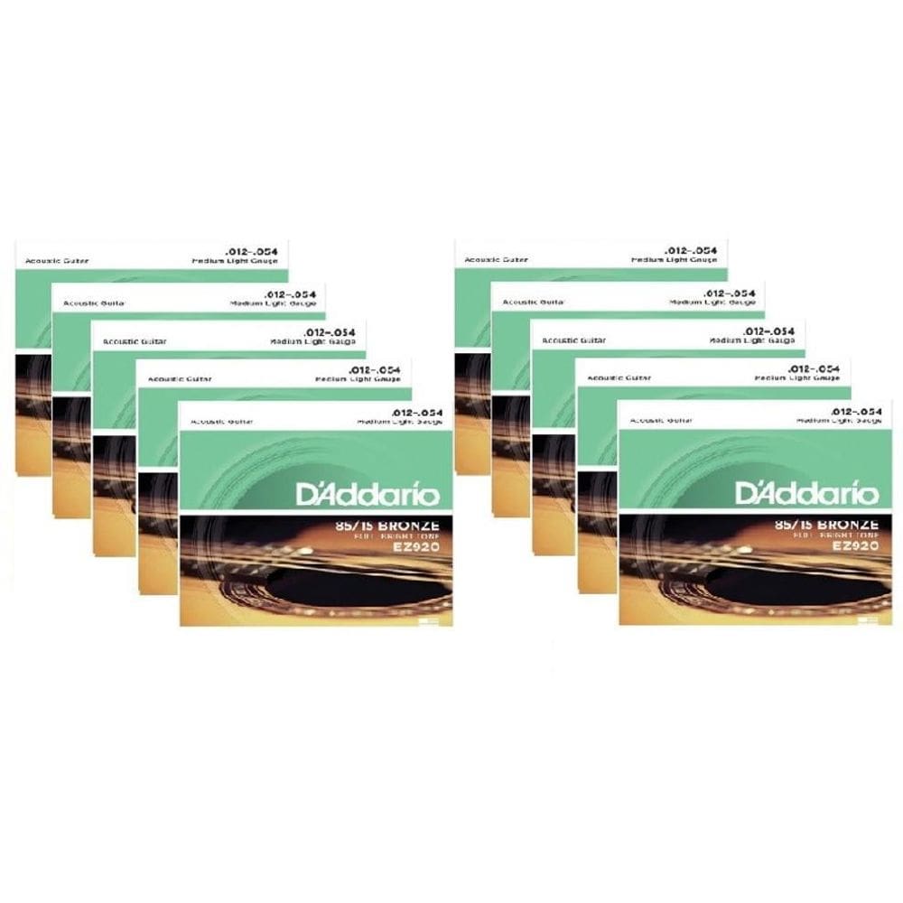 Kit 10 Encordoamentos Violao Aco Daddario Ez920 012