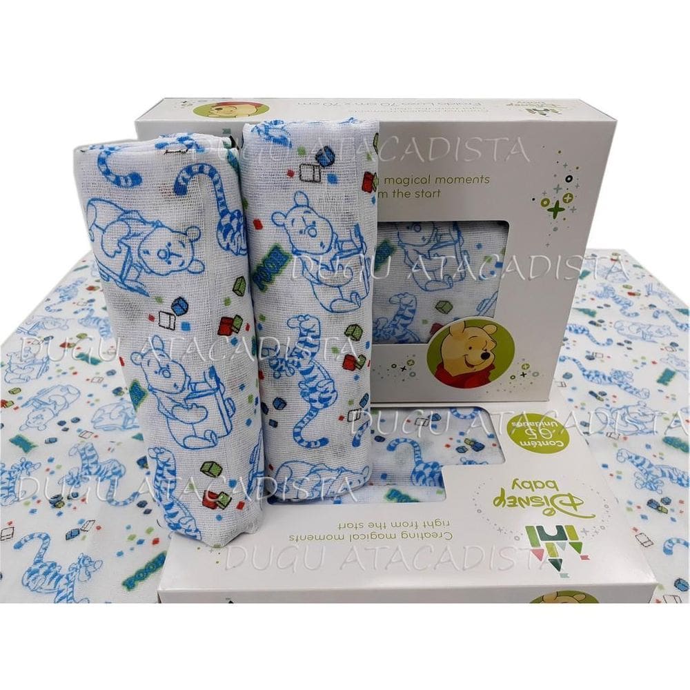 Pacote Com 5 Fralda 70X70Cm Estampa Ursinho Pooh Masculino