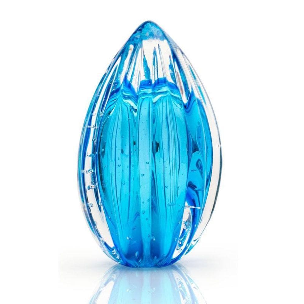 Vaso Pinha Em Cristal Murano Água Marinha - São Marcos 16Cm